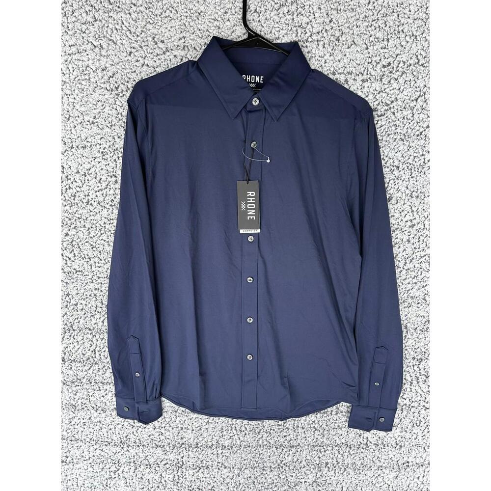 Rhone Commuter Shirt Slim Fit Navy Performance Button Down Mens M NWT